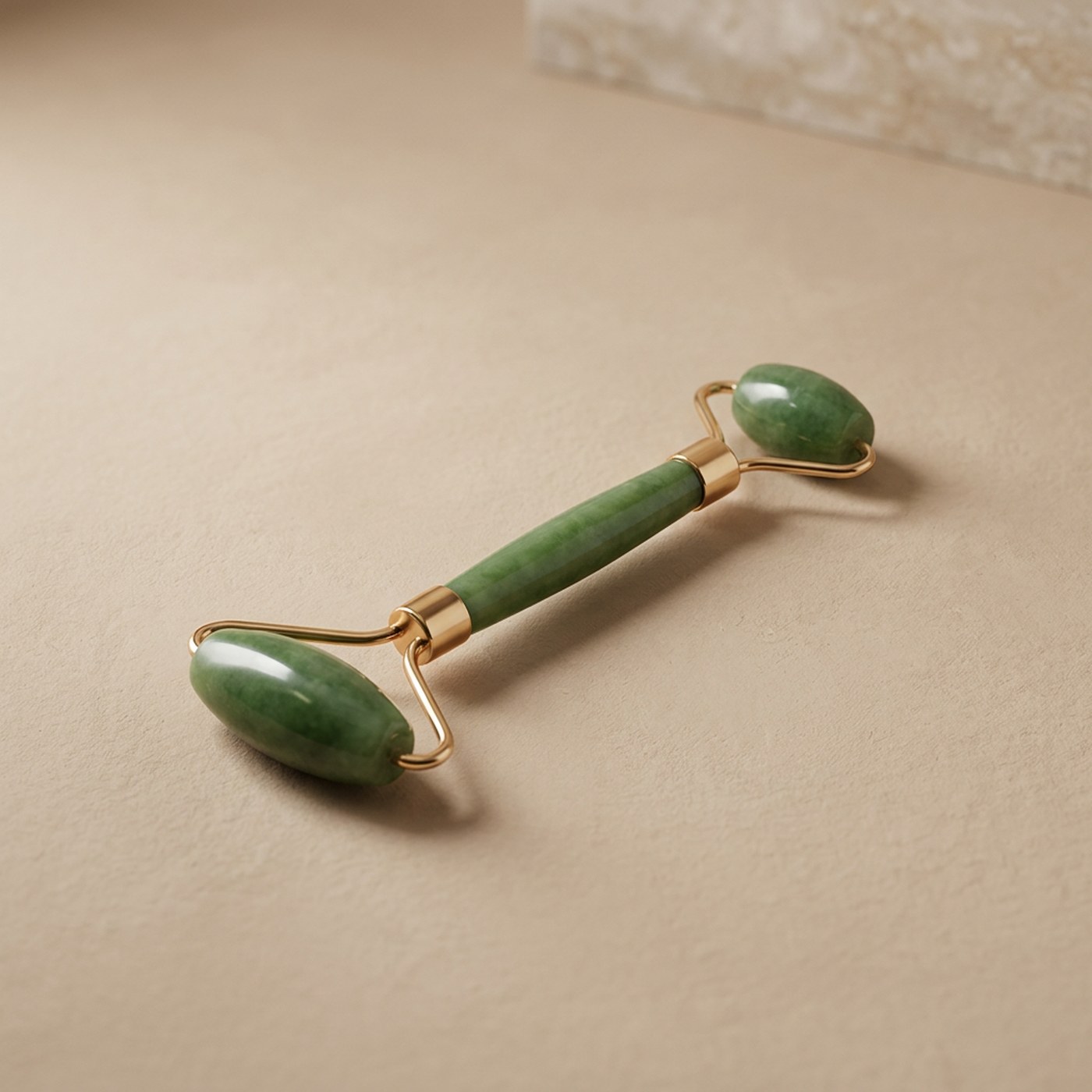 Heart-shaped jade gua sha stone, studio shot